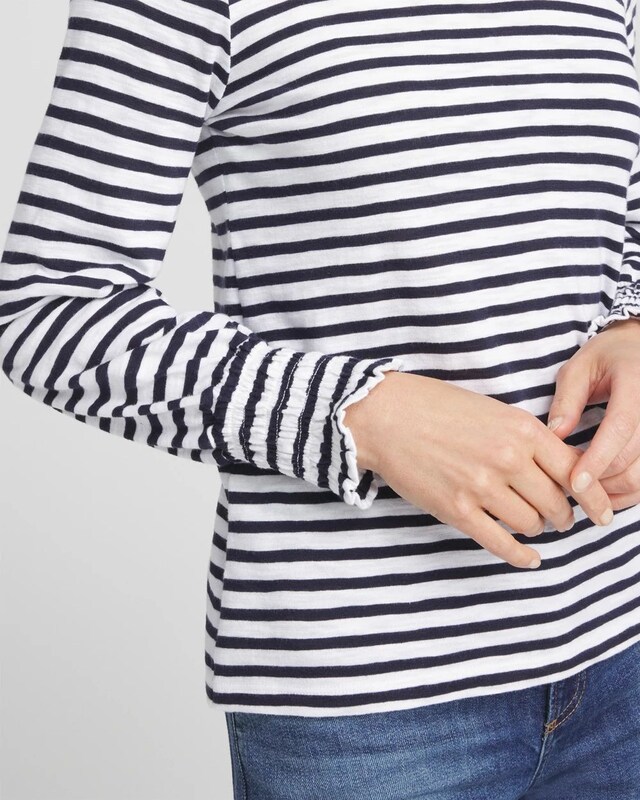 Stripe Smocked Cuff Tee - image 4